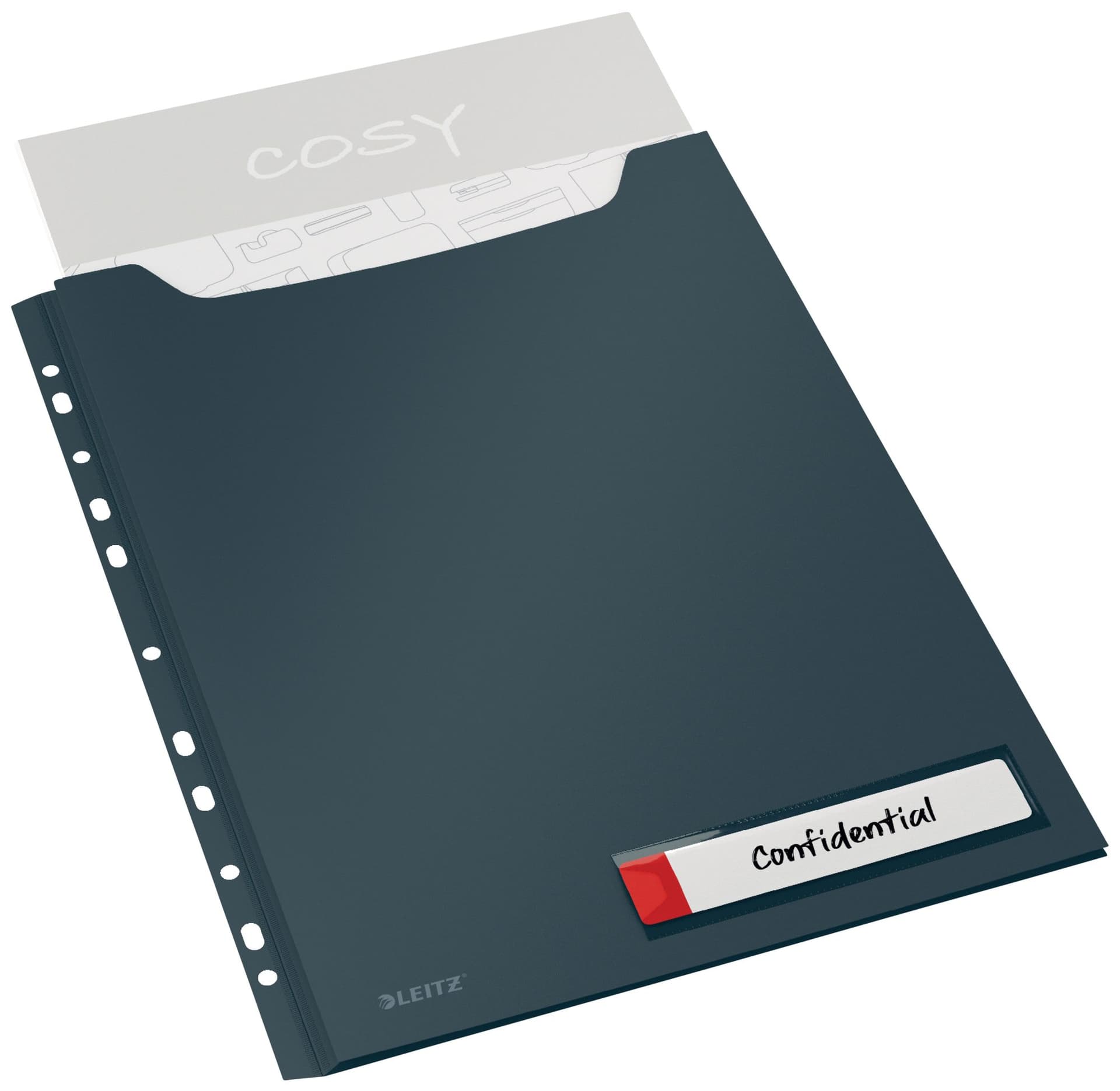Insteekmap U-model Leitz Cosy harmonica A4 met perforatiestrip PP grijs 2