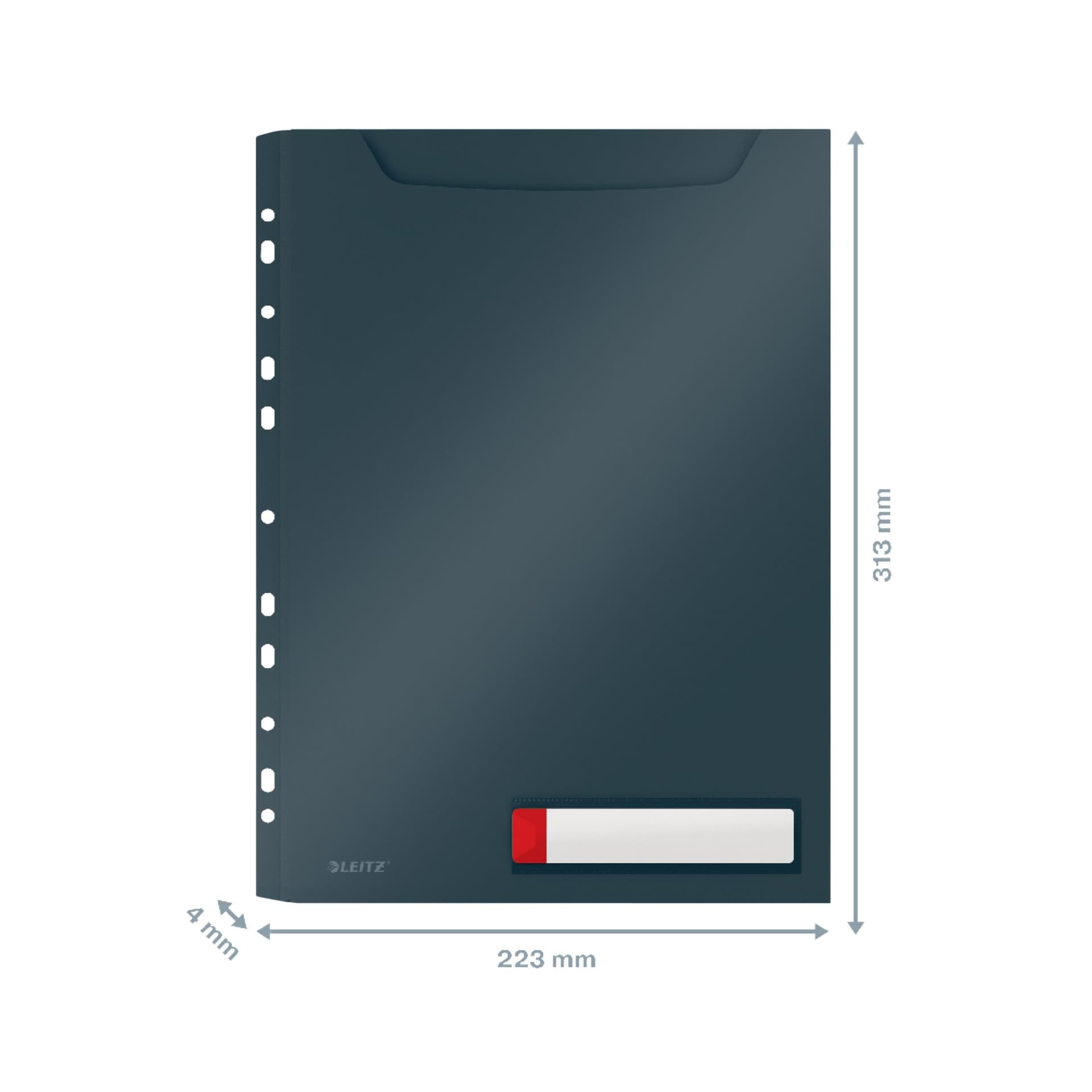 Insteekmap U-model Leitz Cosy harmonica A4 met perforatiestrip PP grijs 3