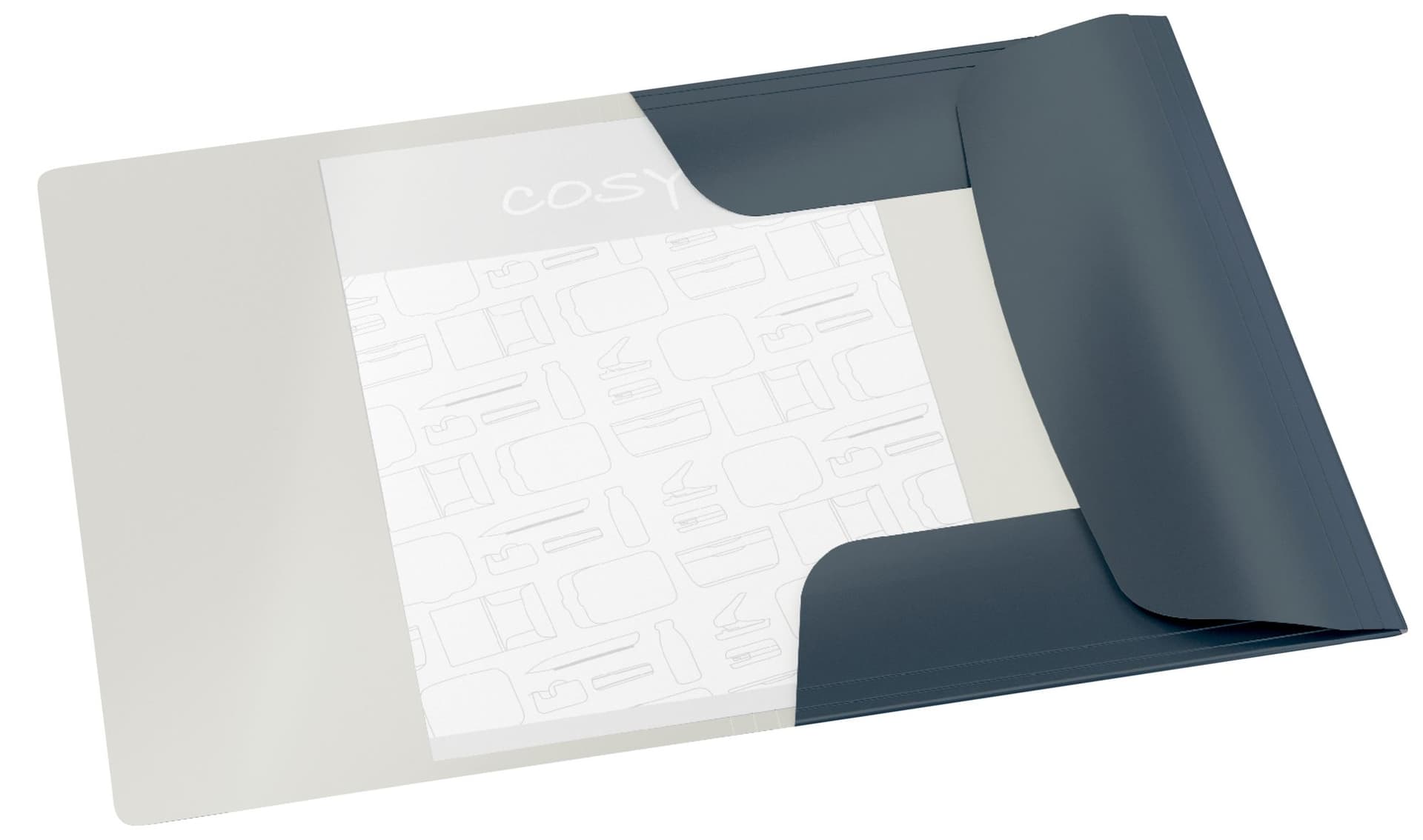 Elastomap Leitz Cosy A4 3-kleps grijs 2