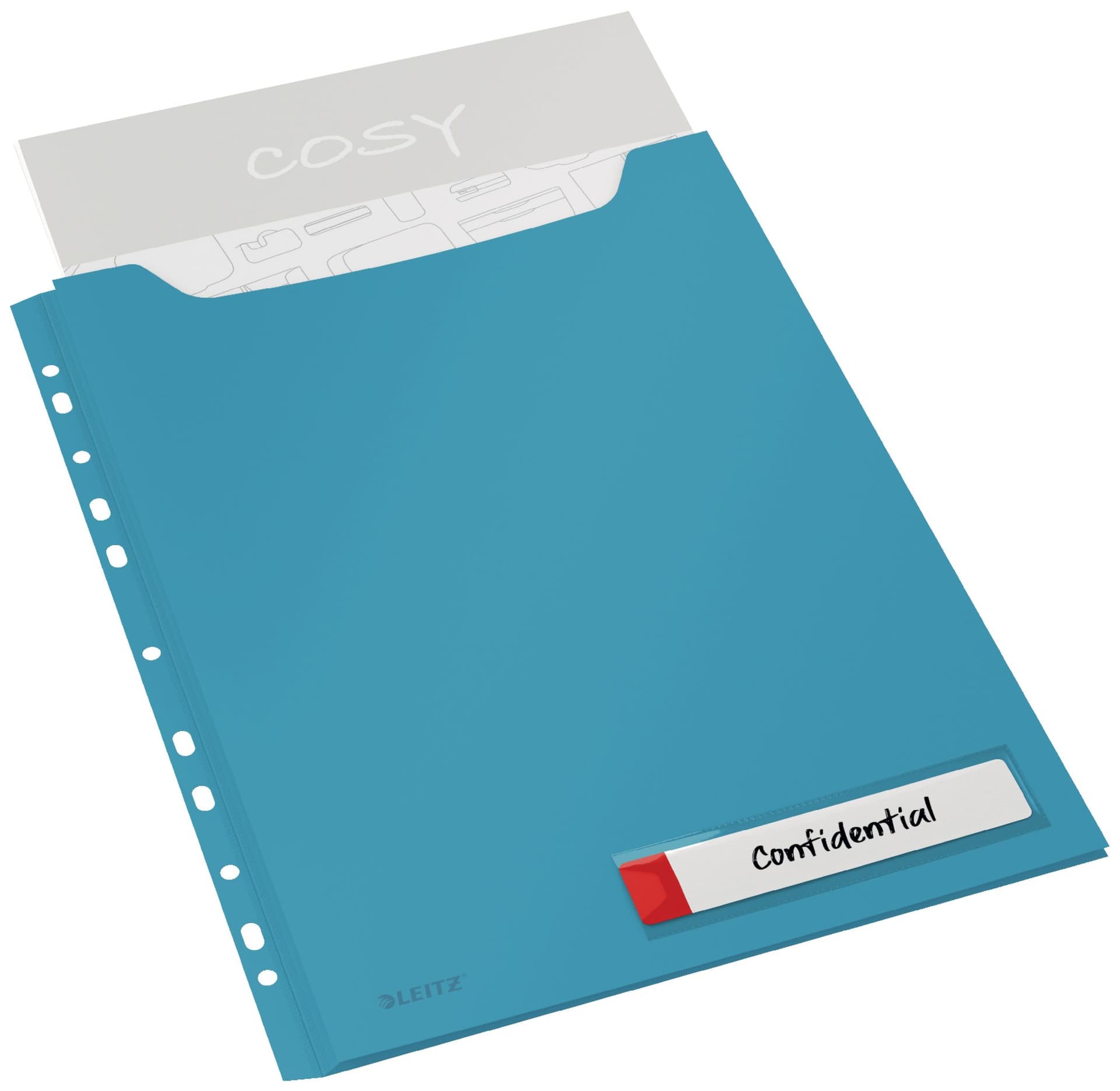 Insteekmap U-model Leitz Cosy harmonica A4 met perforatiestrip PP blauw 2