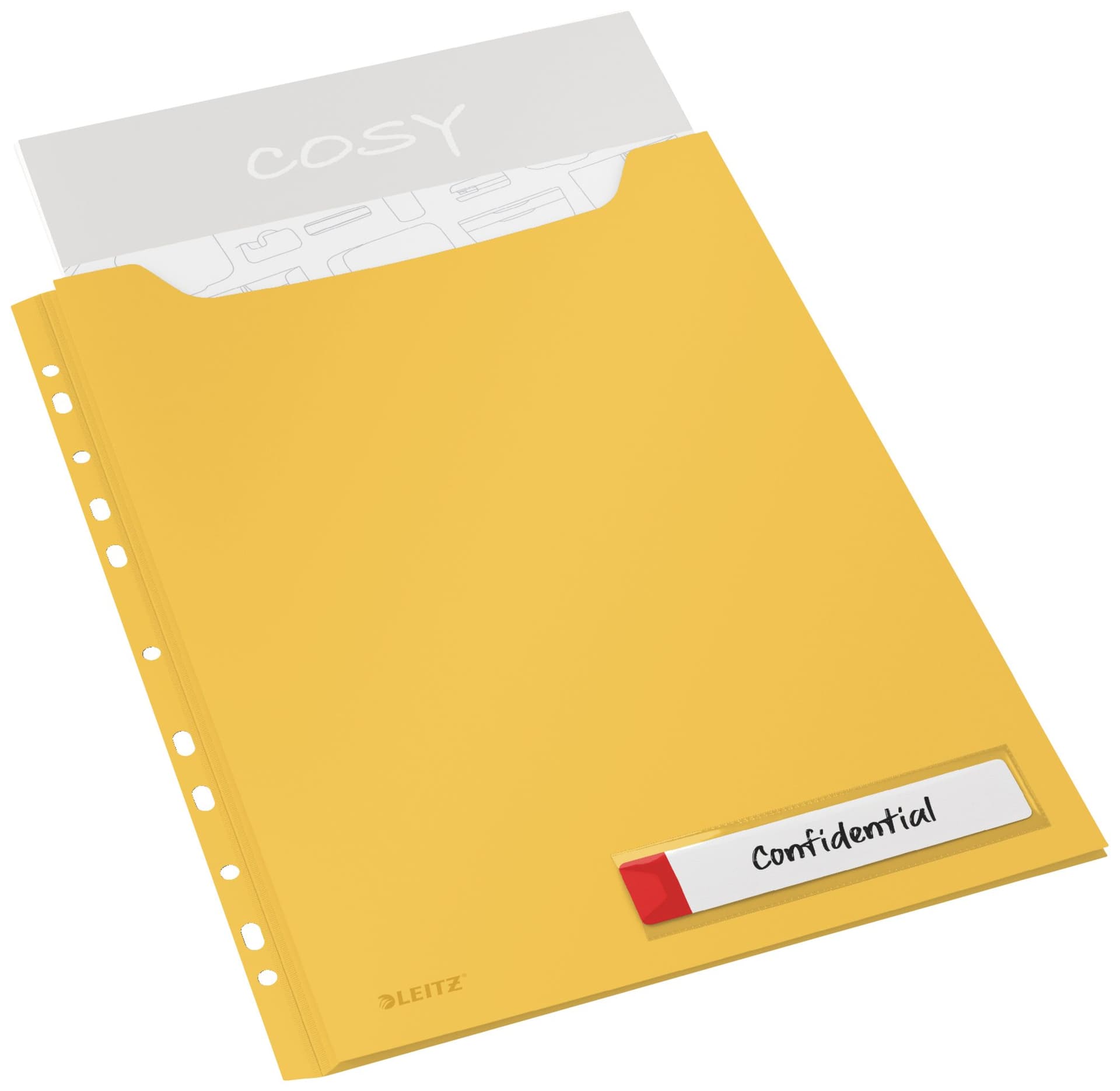 Insteekmap U-model Leitz Cosy harmonica A4 met perforatiestrip PP geel 2