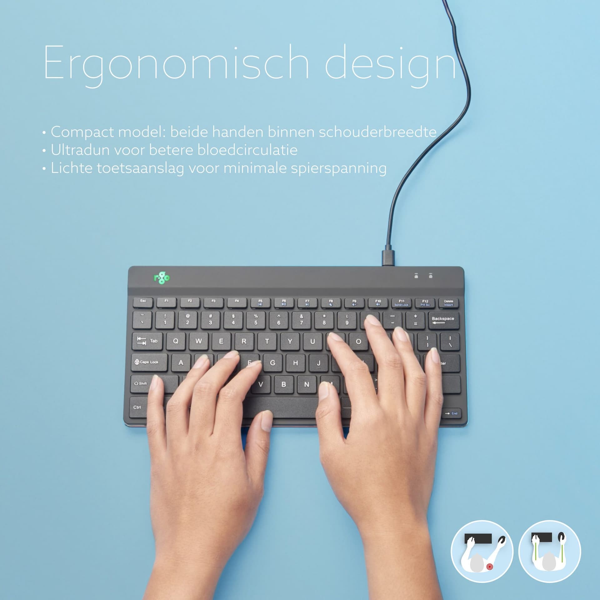 Toetsenbord R-Go Ergonomisch Compact Break QWERTY zwart 2