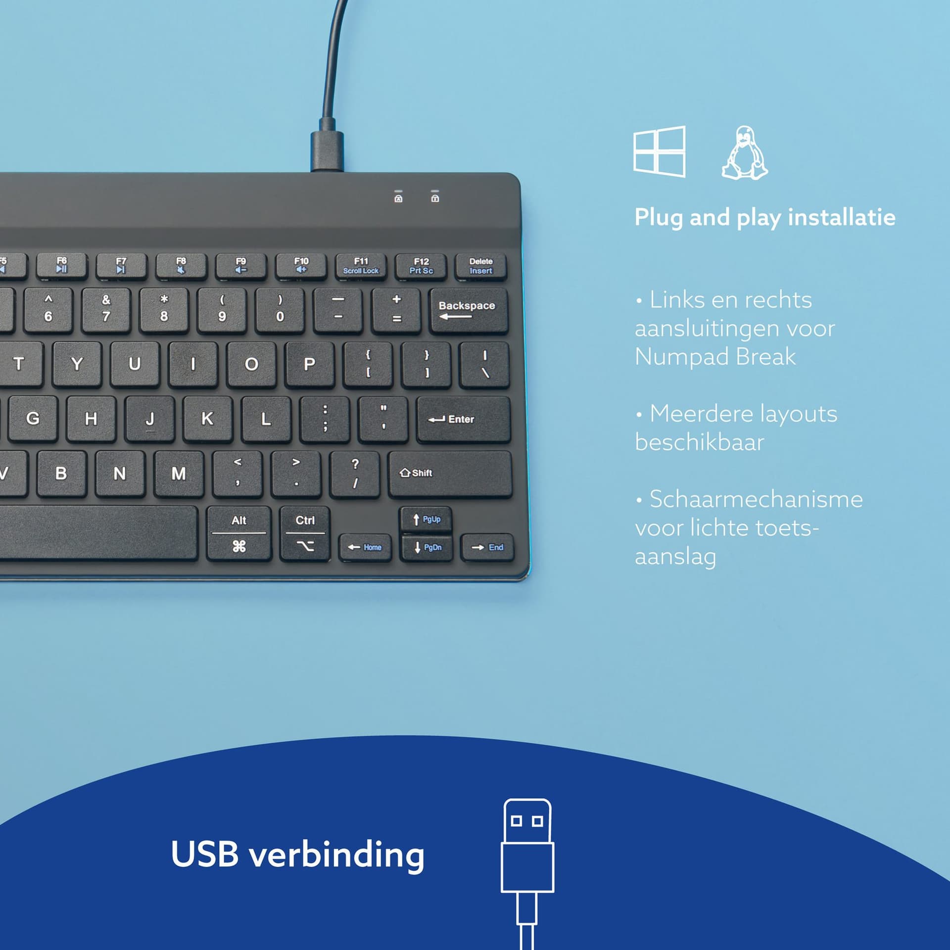 Toetsenbord R-Go Ergonomisch Compact Break QWERTY zwart 4
