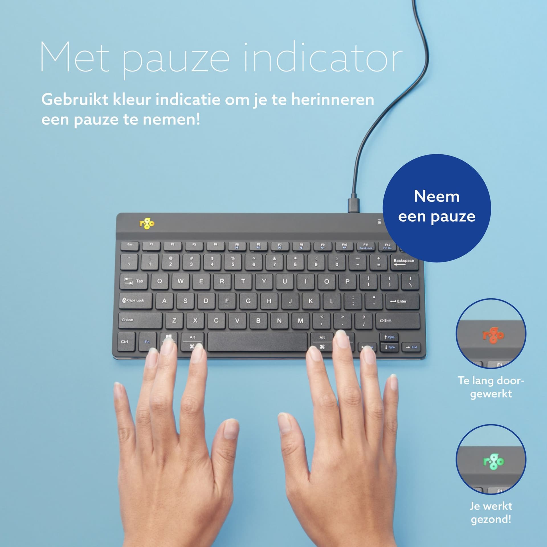 Toetsenbord R-Go Ergonomisch Compact Break QWERTY zwart 6