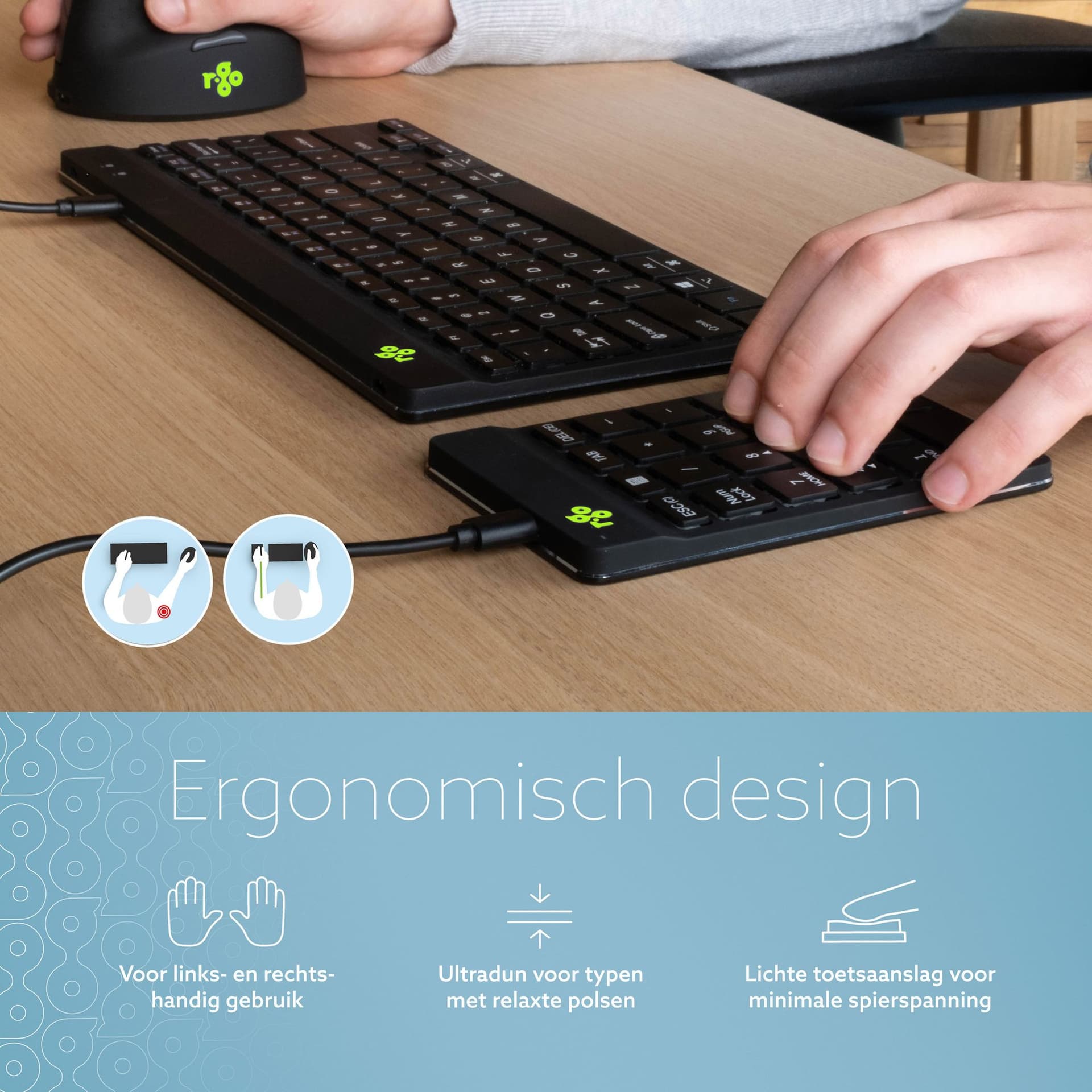 Toetsenbord R-Go Ergonomisch Numpad Break Draad 2