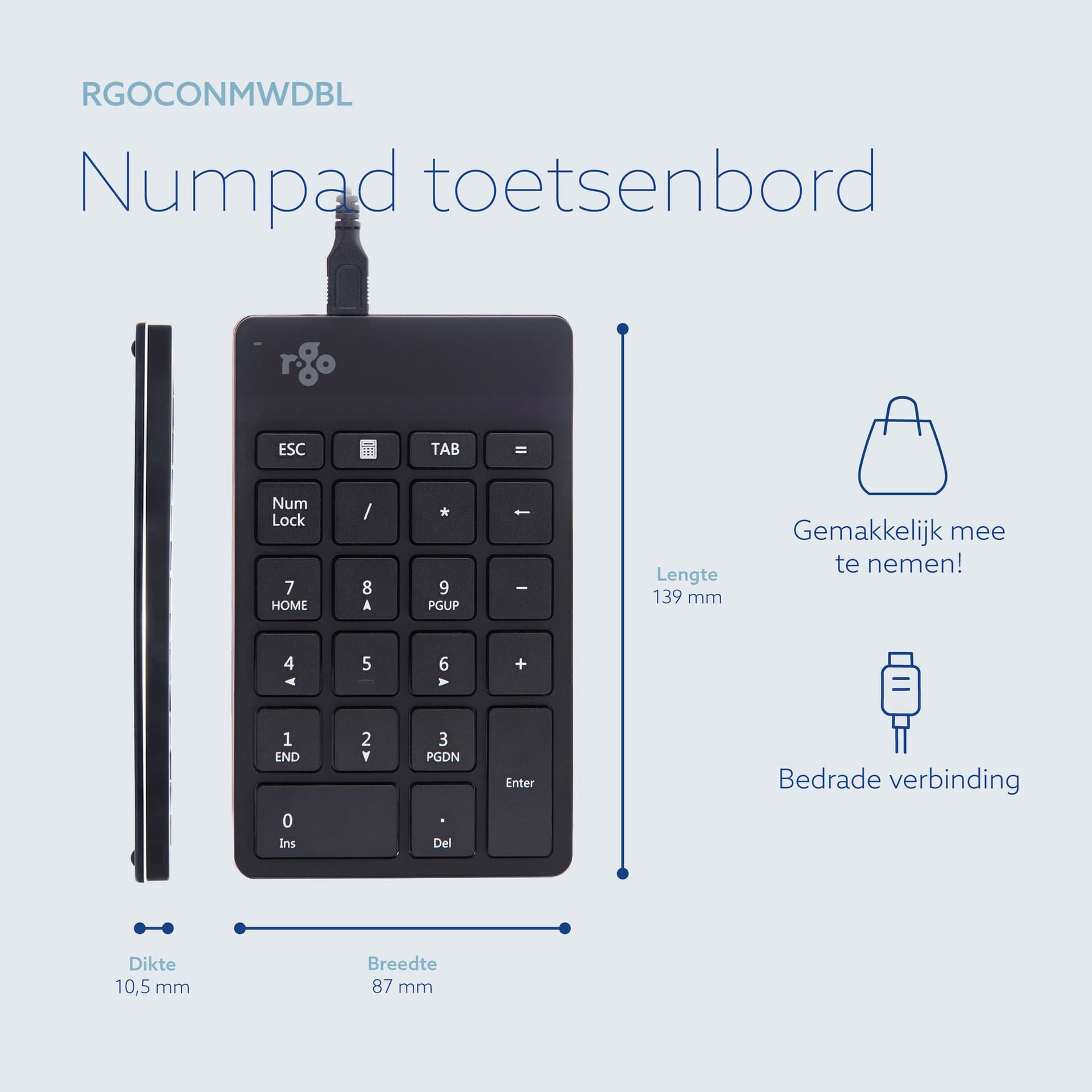Toetsenbord R-Go Ergonomisch Numpad Break Draad 5