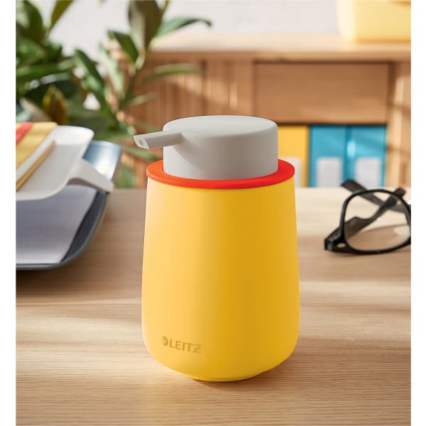 Handzeepdispenser Leitz Cosy voor handzeep 300ml geel 4