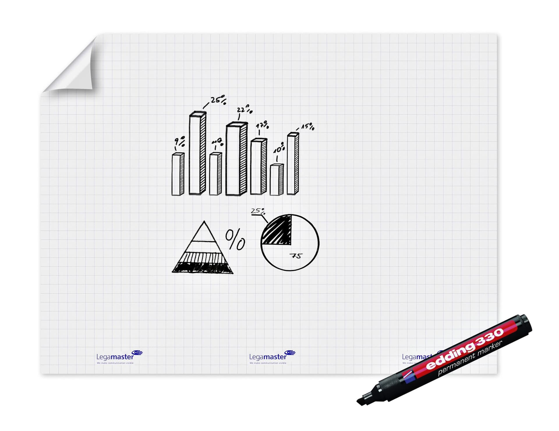 Magic-Chart Legamaster flipchart XL 90x120cm wit met ruit 15 vel 3