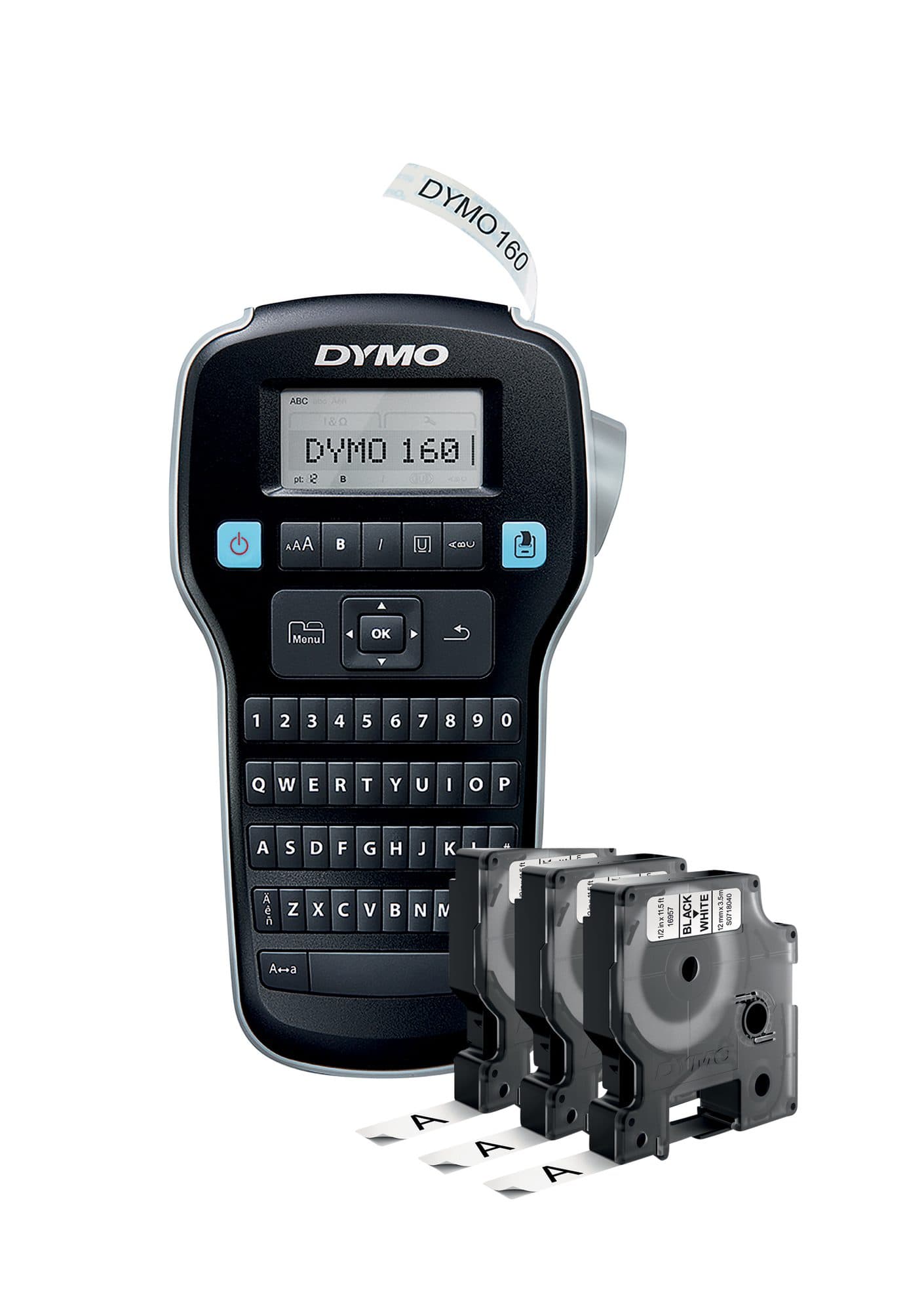 Labelprinter Dymo LabelManager 160 draagbaar qwerty 12mm zwart valuepack 2