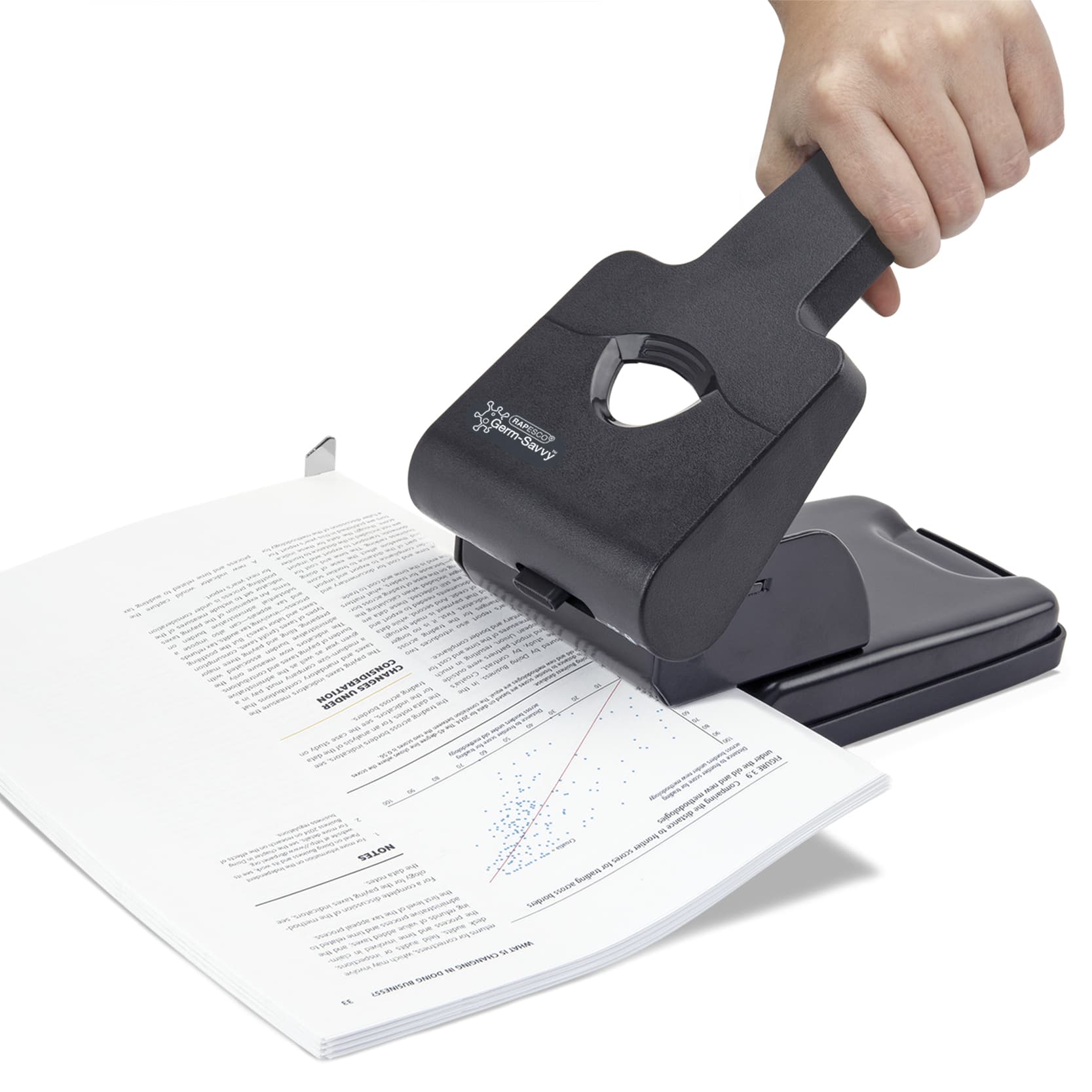Perforator Rapesco Germ-Savvy Heavy Duty HD865-P antibacterieel 2-gaats zwart 2