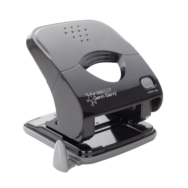 Perforator Rapesco Germ-Savvy Less Effort Eco X5-40ps antibacterieel 2-gaats zwart