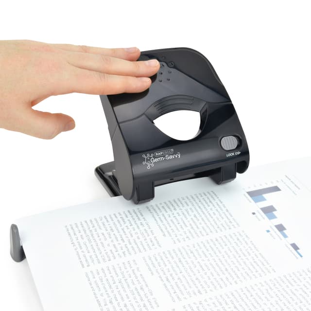 Perforator Rapesco Germ-Savvy Less Effort Eco X5-40ps antibacterieel 2-gaats zwart 4