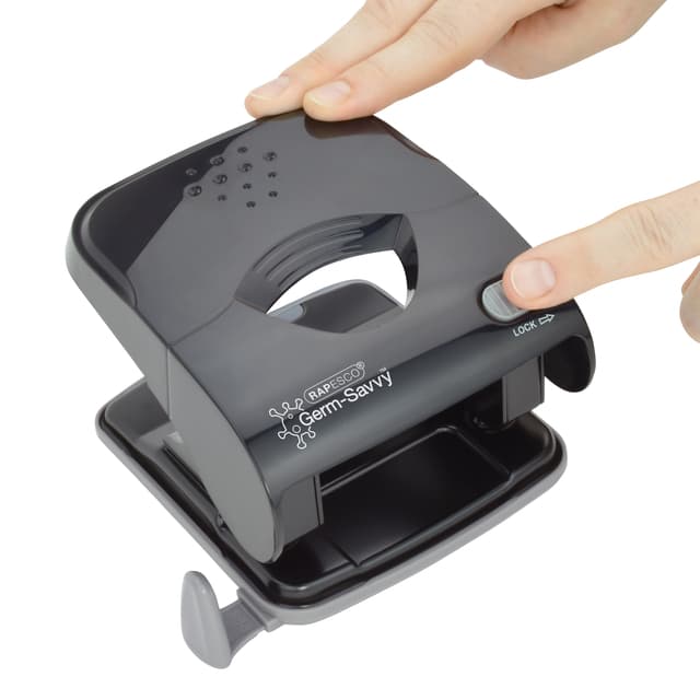 Perforator Rapesco Germ-Savvy Less Effort Eco X5-40ps antibacterieel 2-gaats zwart 2
