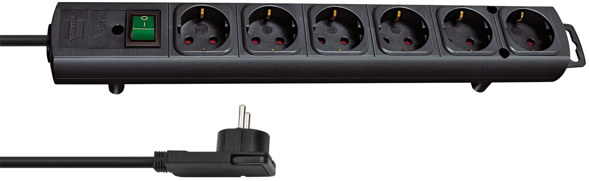 Stekkerdoos Brennenstuhl Comfort Plus 6vdig incl platte stekker 2m zw