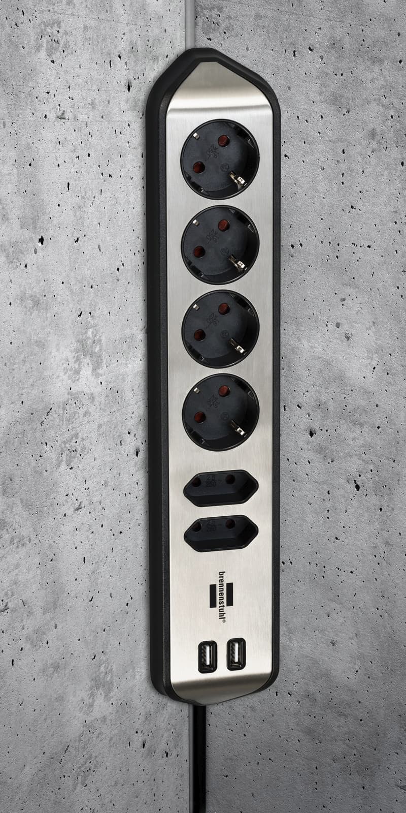 Stekkerdoos Brennenstuhl bureau Estilo 6vdig incl 2 USB 2m zw/zilver 5