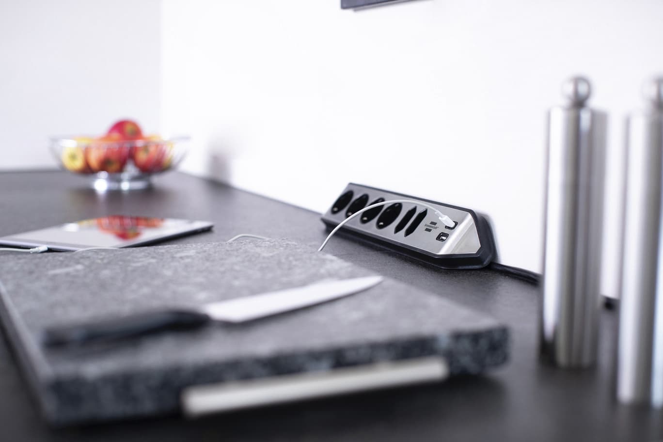 Stekkerdoos Brennenstuhl bureau Estilo 6vdig incl 2 USB 2m zw/zilver 6