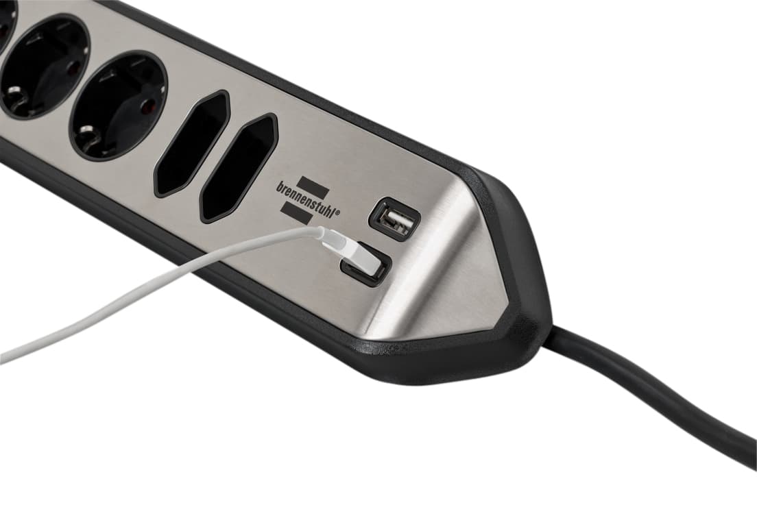 Stekkerdoos Brennenstuhl bureau Estilo 6vdig incl 2 USB 2m zw/zilver 3