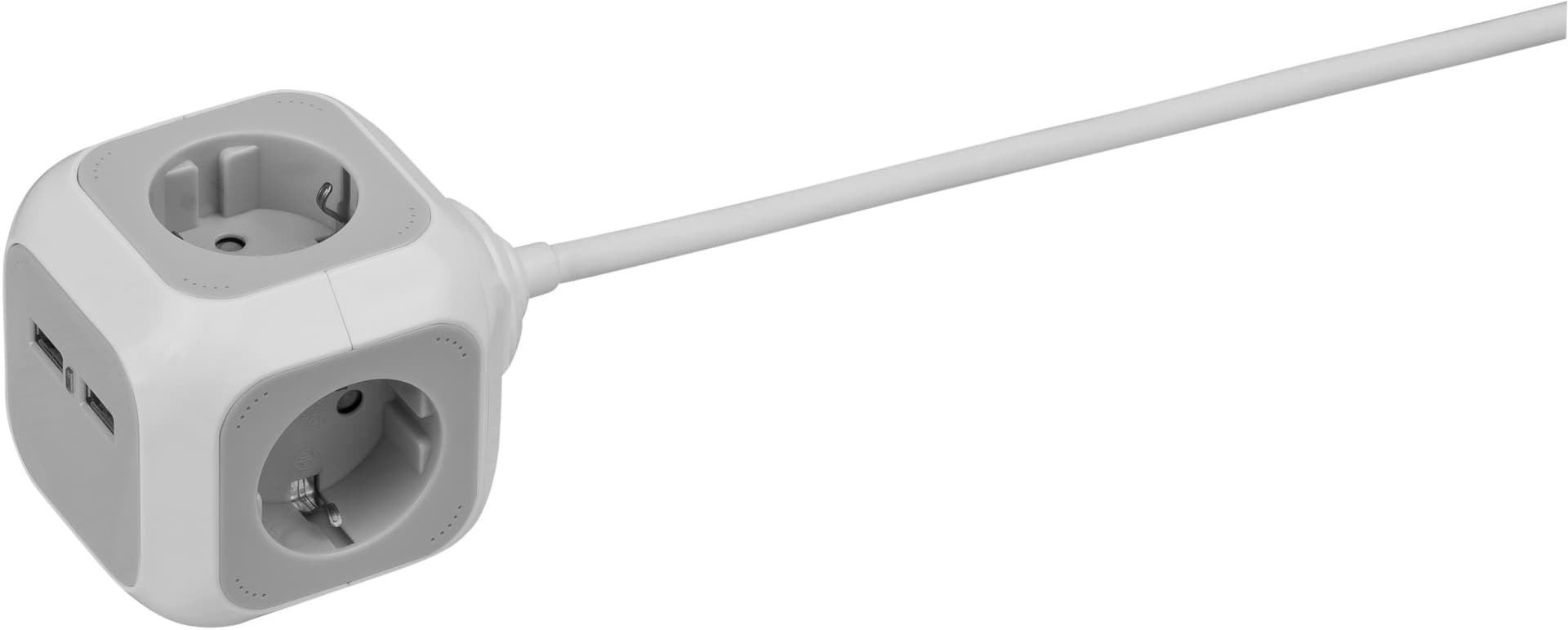 Stekkerblok Brennenstuhl 4 voudig inclusief 2 USB 140cm wit/grijs 2