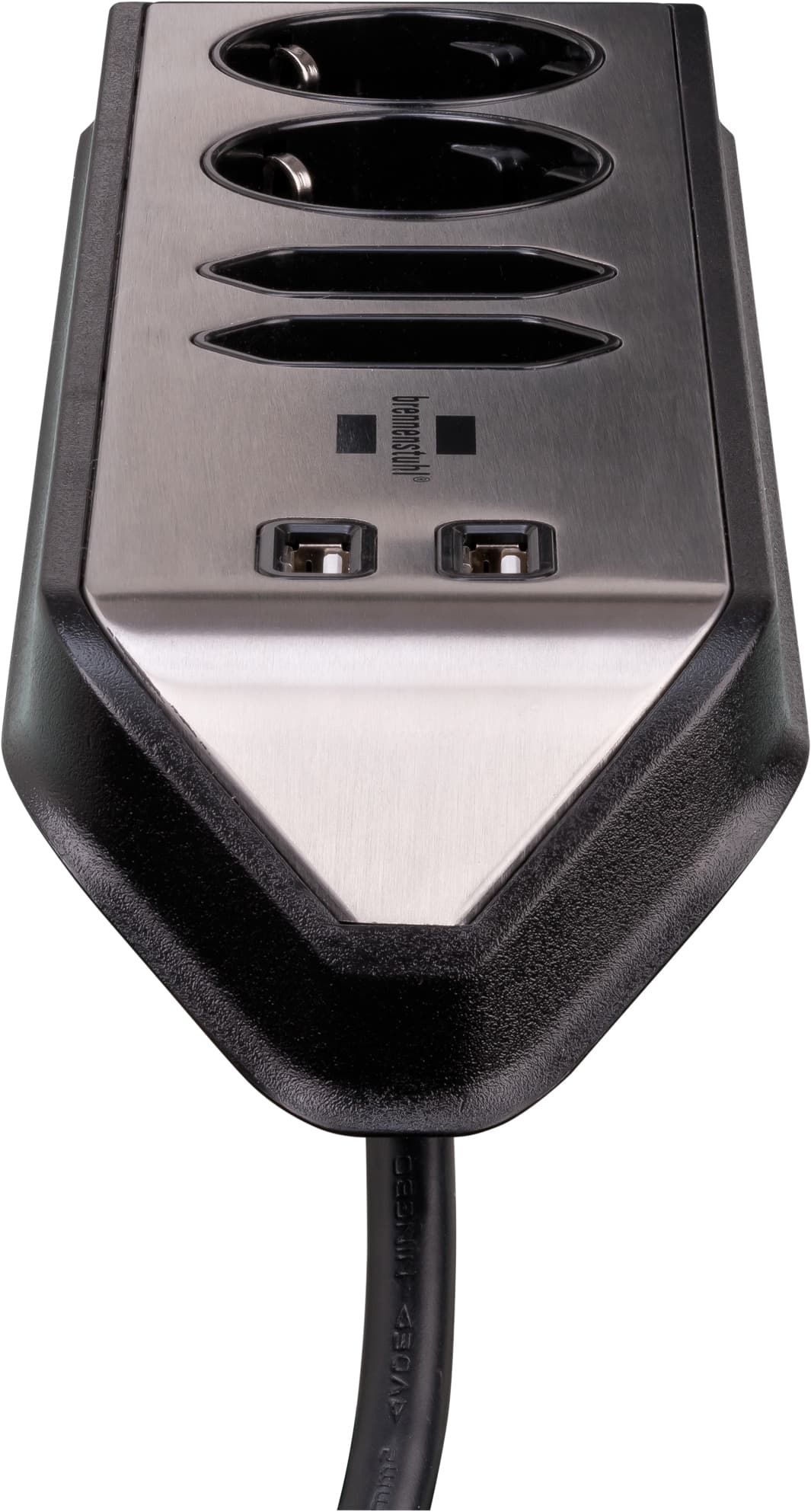 Stekkerdoos Brennenstuhl bureau Estilo 4vdig incl 2 USB 2m zwart/zi 2