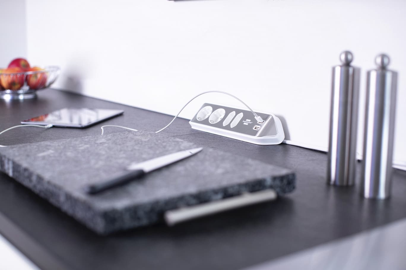 Stekkerdoos Brennenstuhl bureau Estilo 4vdig incl 2 USB 2m wit/zilver 7