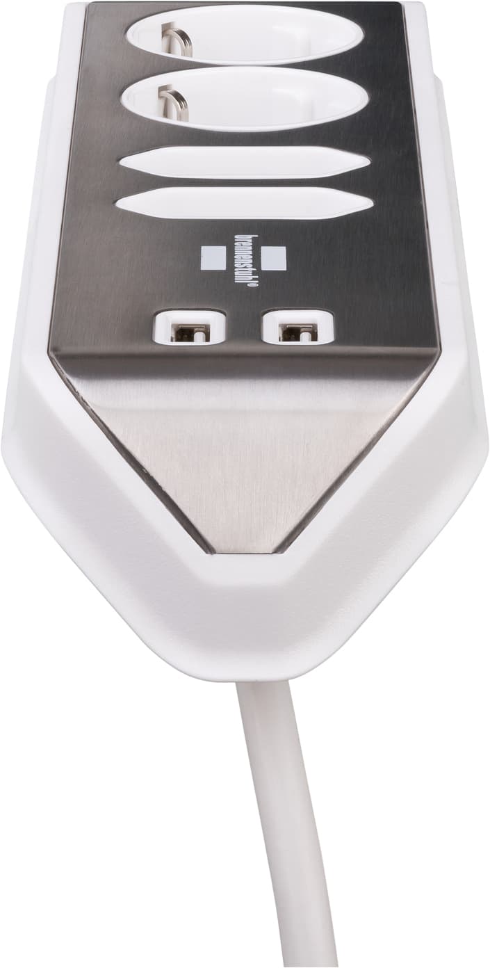 Stekkerdoos Brennenstuhl bureau Estilo 4vdig incl 2 USB 2m wit/zilver 2