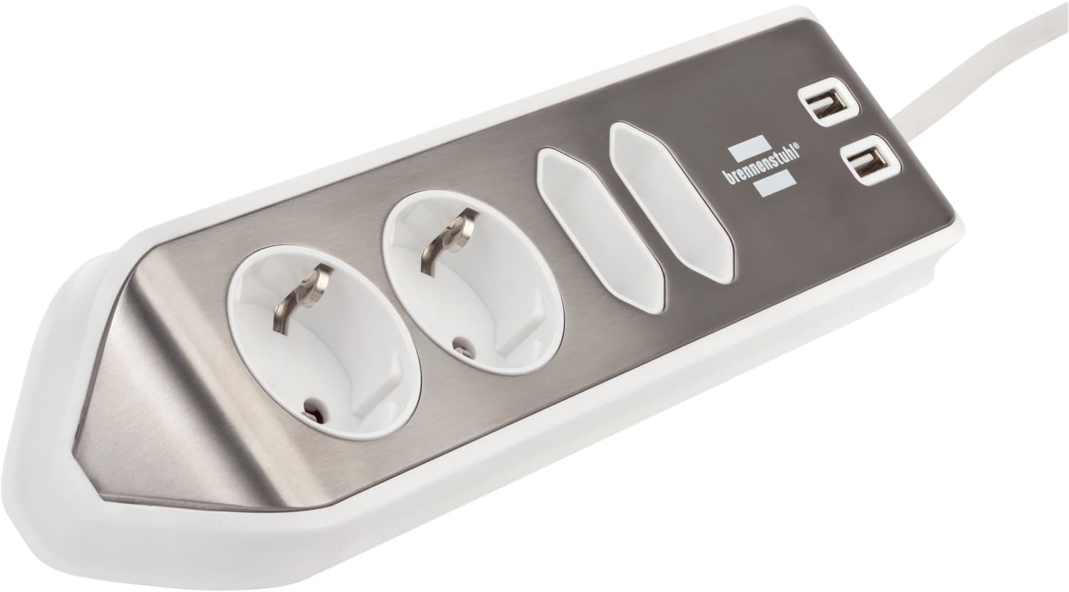 Stekkerdoos Brennenstuhl bureau Estilo 4vdig incl 2 USB 2m wit/zilver 3
