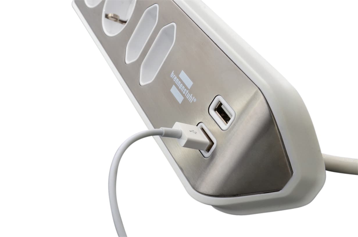 Stekkerdoos Brennenstuhl bureau Estilo 4vdig incl 2 USB 2m wit/zilver 5