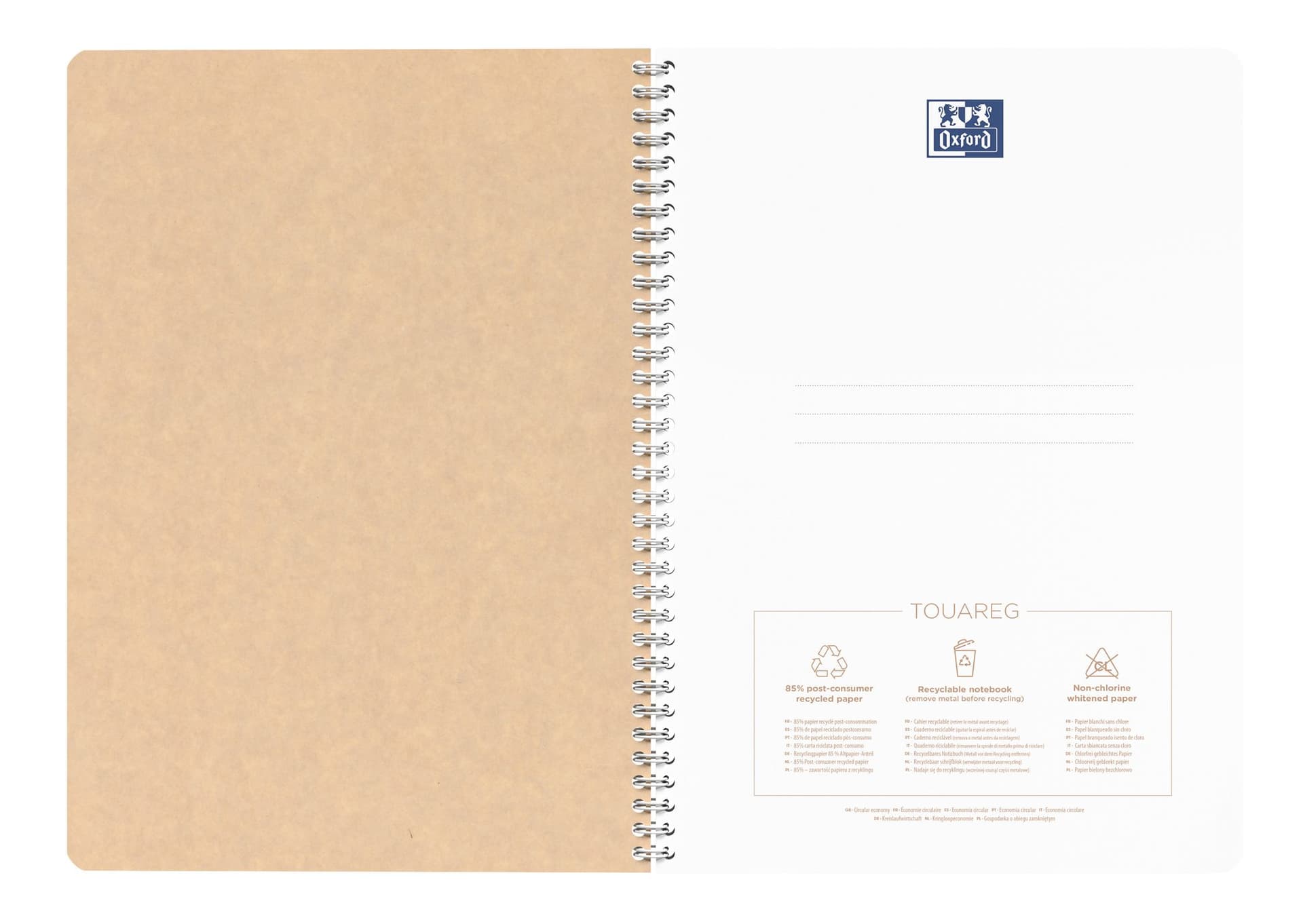 Spiraalblok Oxford Touareg A4 180 pagina's lijn assorti 2
