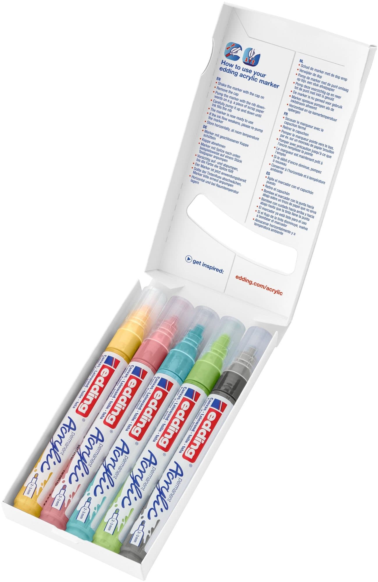 Acrylmarker edding e-5100 medium pastel assorti set à 5 stuks 2