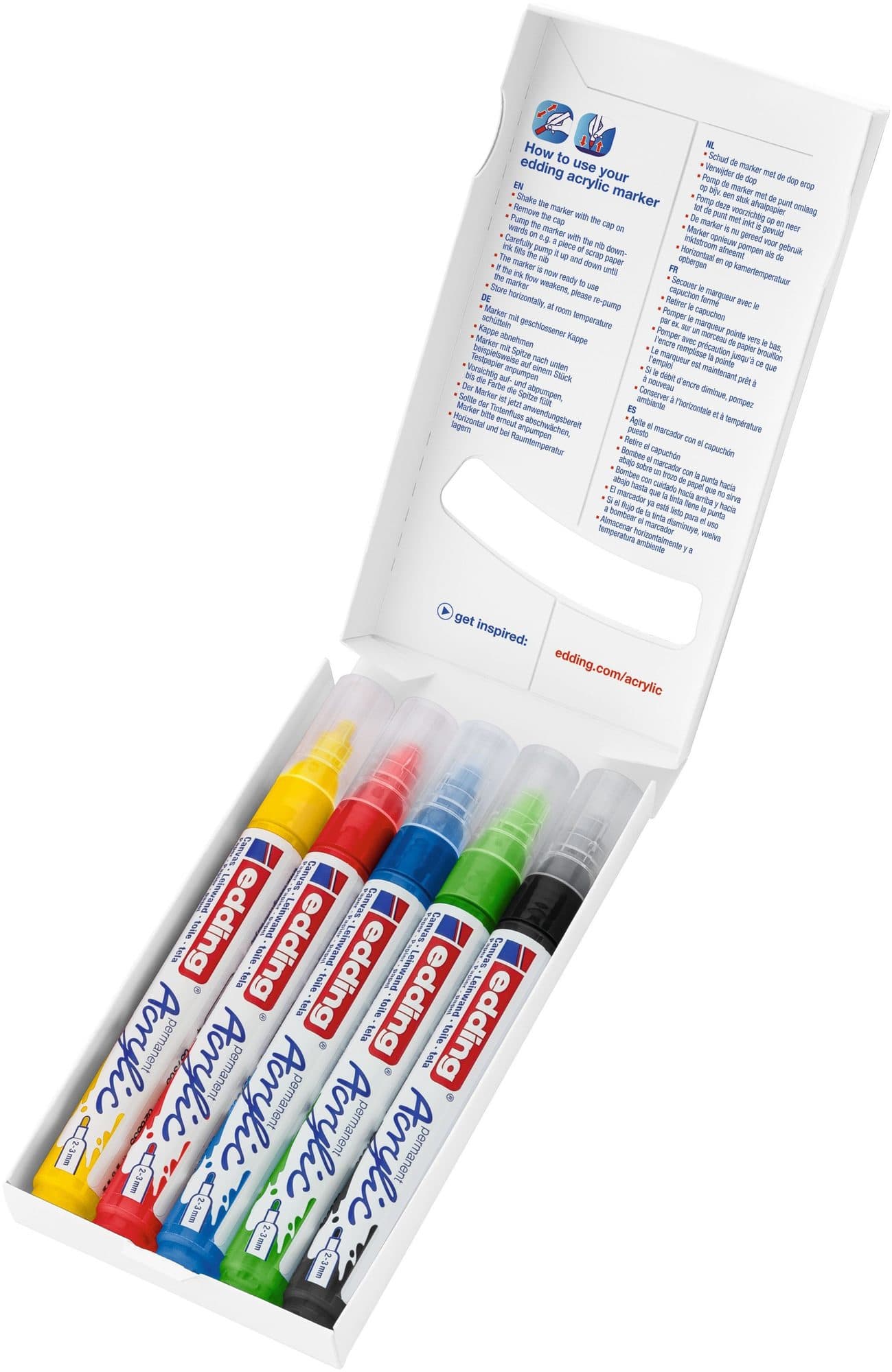Acrylmarker edding e-5100 medium basis assorti set à 5 stuks 3