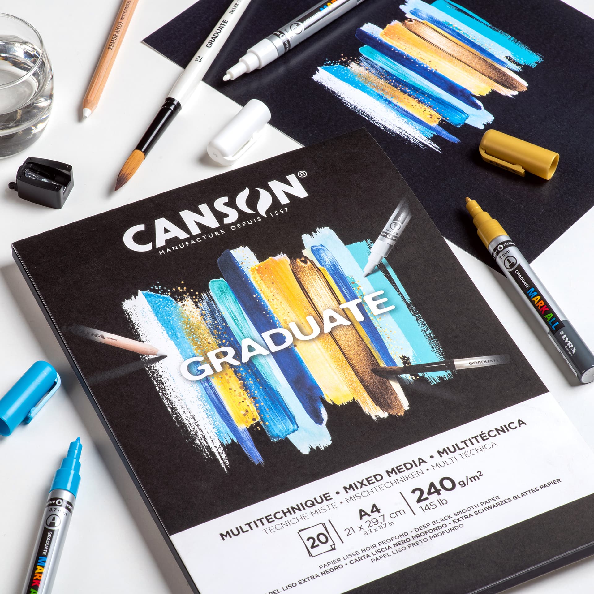 Mixed mediapapier Canson Graduate Mixed Media 20vel 240gr A3 zwart 2