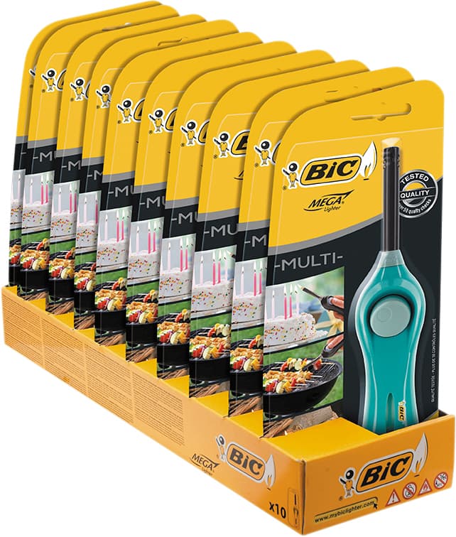 Aansteker Bic megalighter U140 multi assorti blister à 1 stuk 2