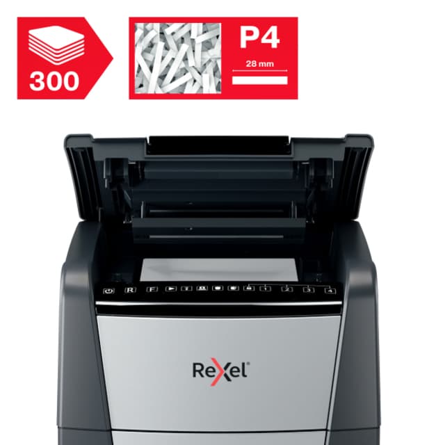 Papiervernietiger Rexel Optimum Auto+ 300X P4 snippers 4x26mm 5