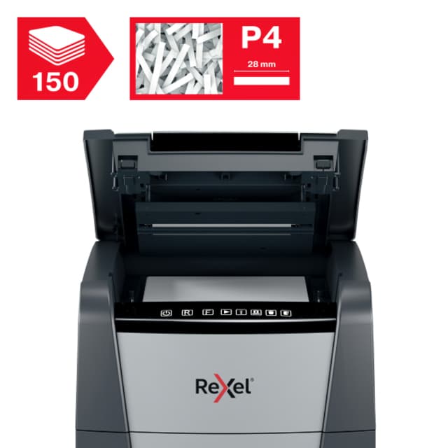 Papiervernietiger Rexel Optimum Auto+ 150X P4 snippers 4x28mm 5