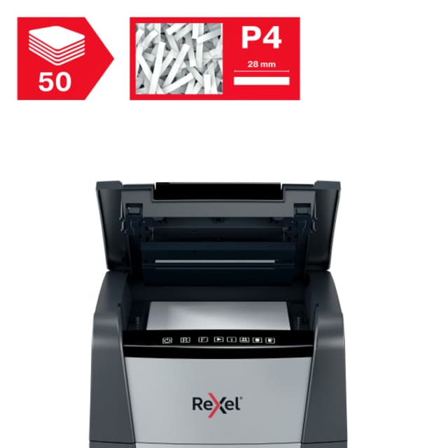 Papiervernietiger Rexel Optimum Auto+ 50X P4 snippers 4x28mm 5