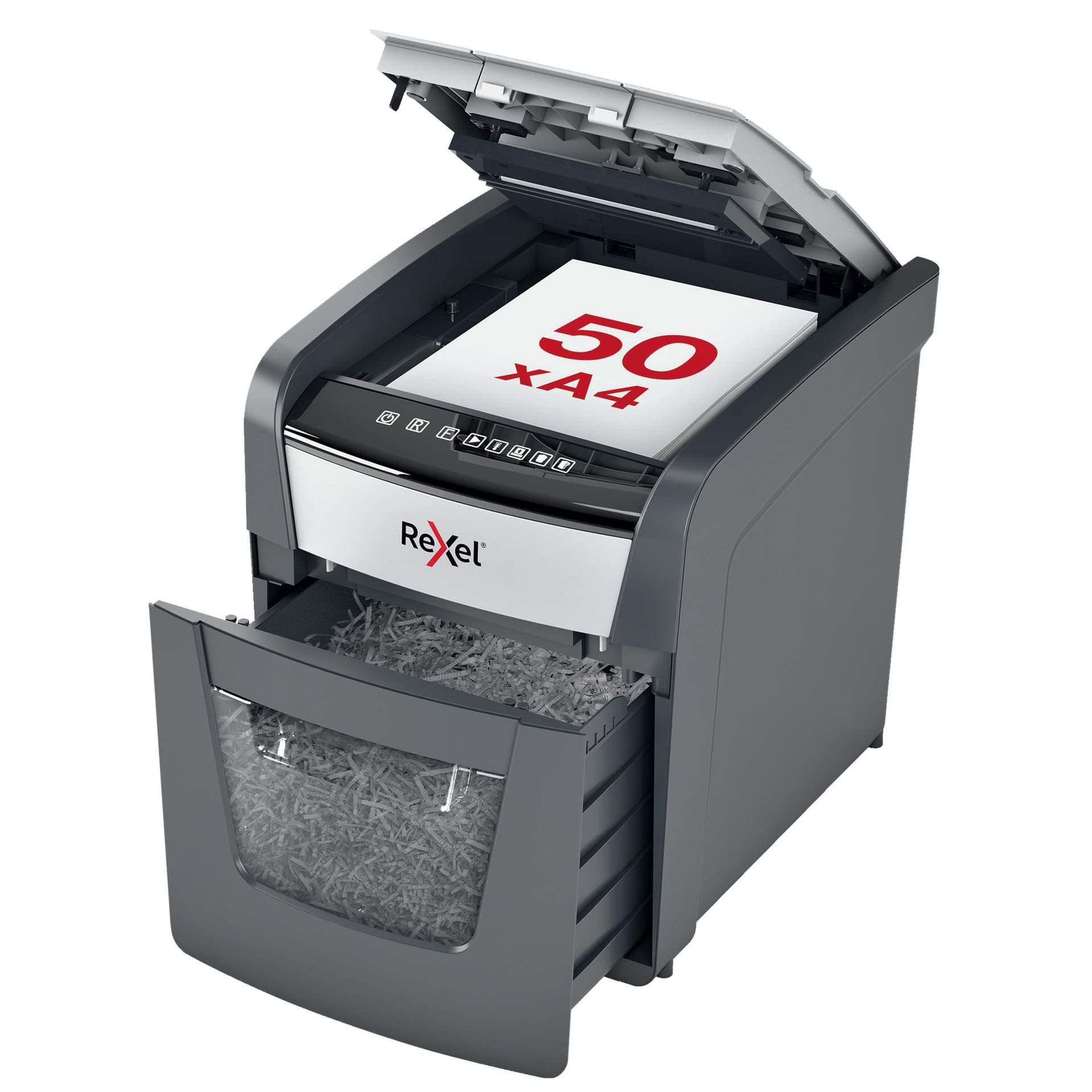 Papiervernietiger Rexel Optimum Auto+ 50X P4 snippers 4x28mm 2