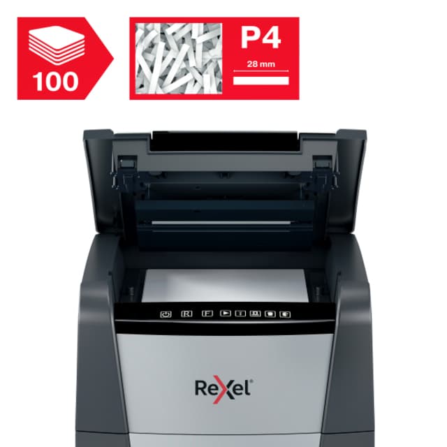 Papiervernietiger Rexel Optimum Auto+ 100X P4 snippers 4x28mm 5