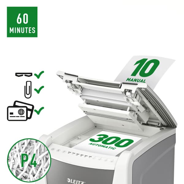 Papiervernietiger Leitz IQ Auto+ Office 300 P4 snippers 4x28mm 4