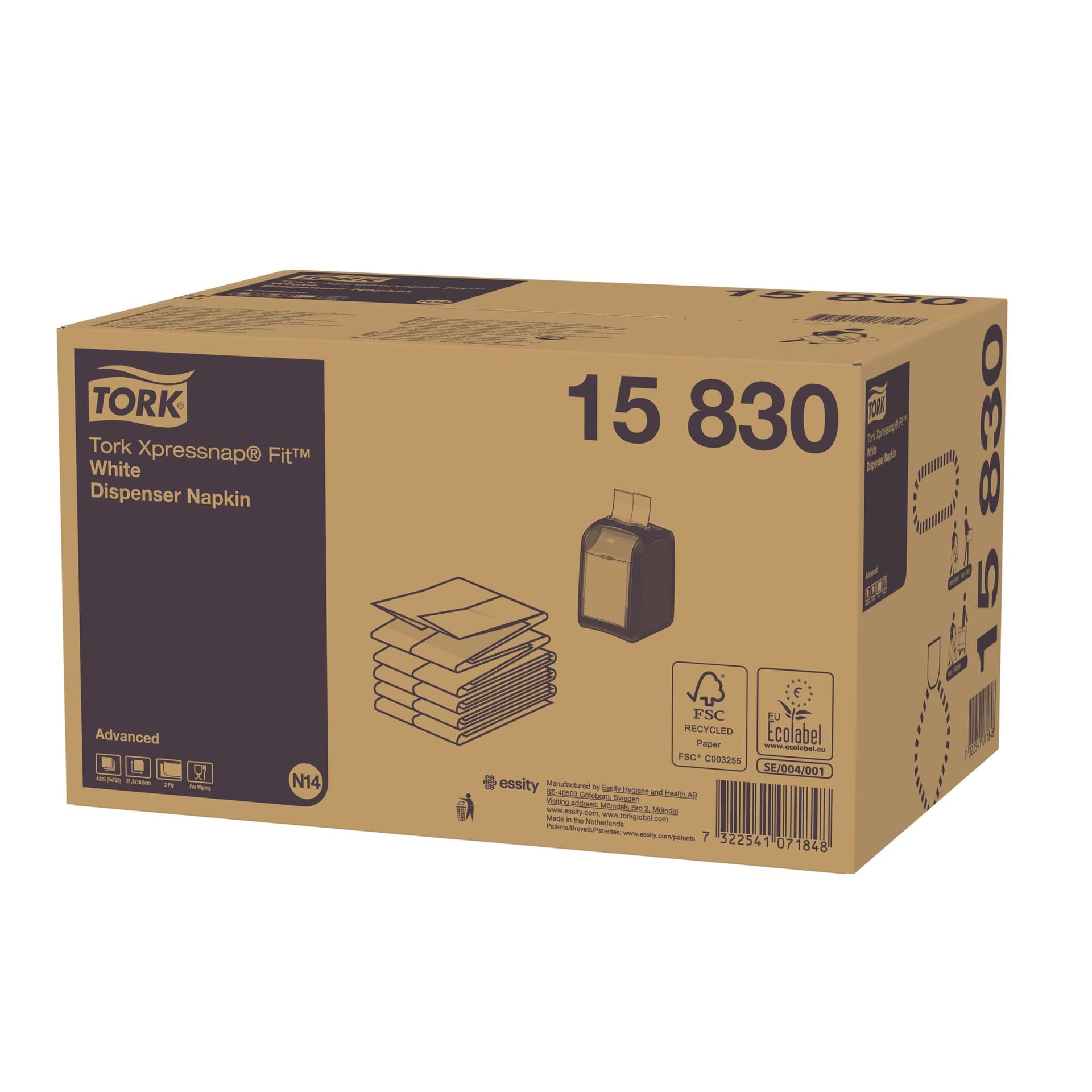 Servet Tork N14 Xpressnap Fit Advanced multifold 2-laags 213x165mm 720 vel wit 15830 2