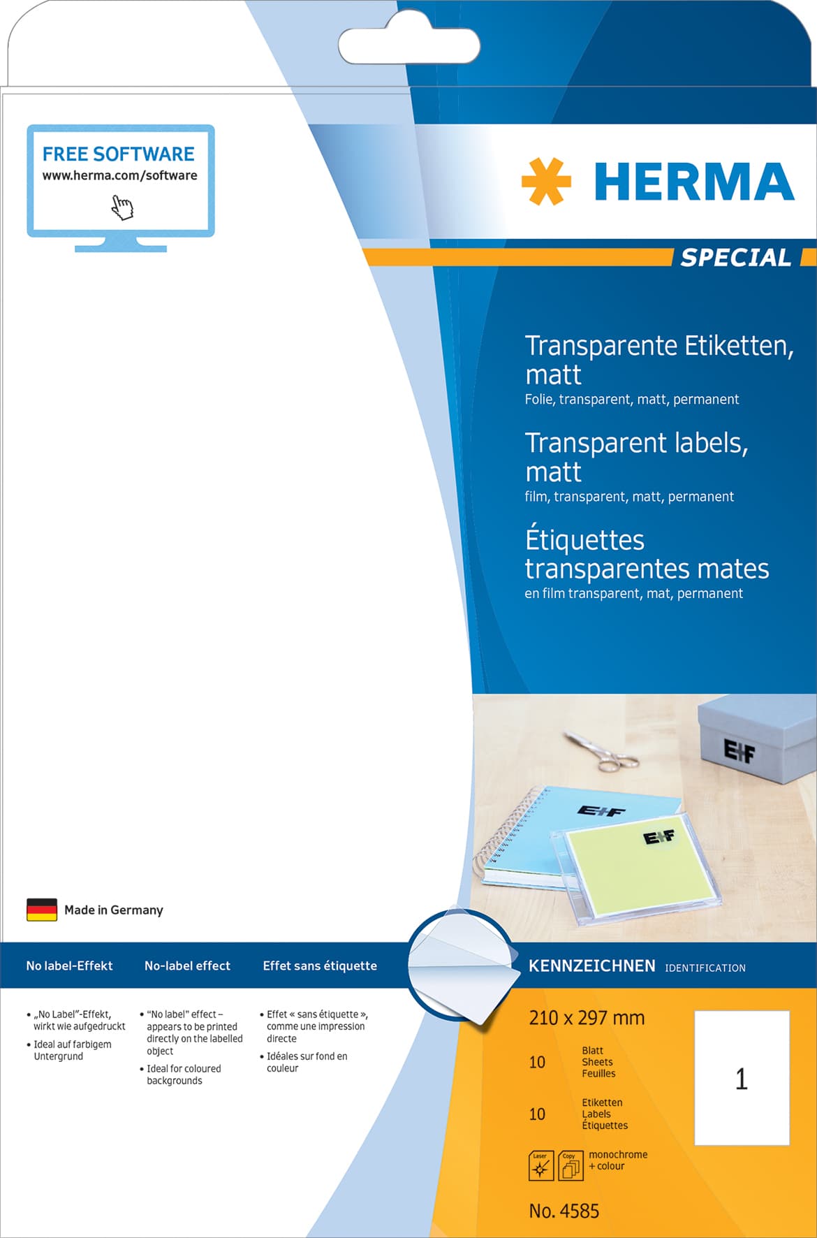 Etiket HERMA 4585 210x297mm weerbestendig transparant mat 10 stuks