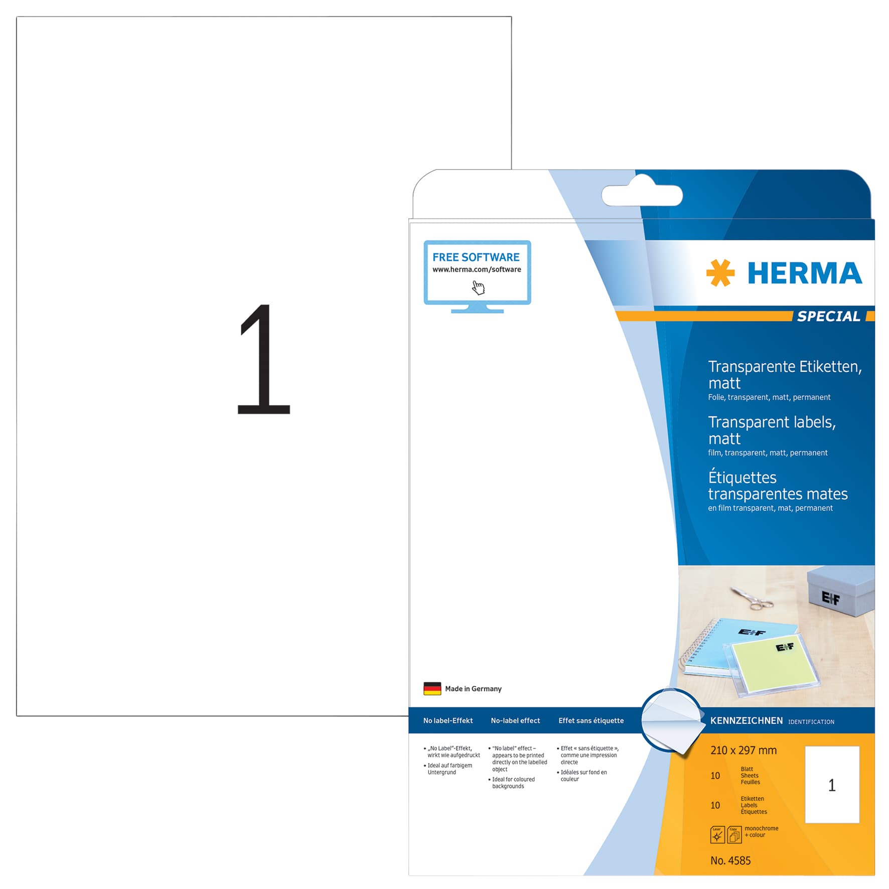 Etiket HERMA 4585 210x297mm weerbestendig transparant mat 10 stuks 2