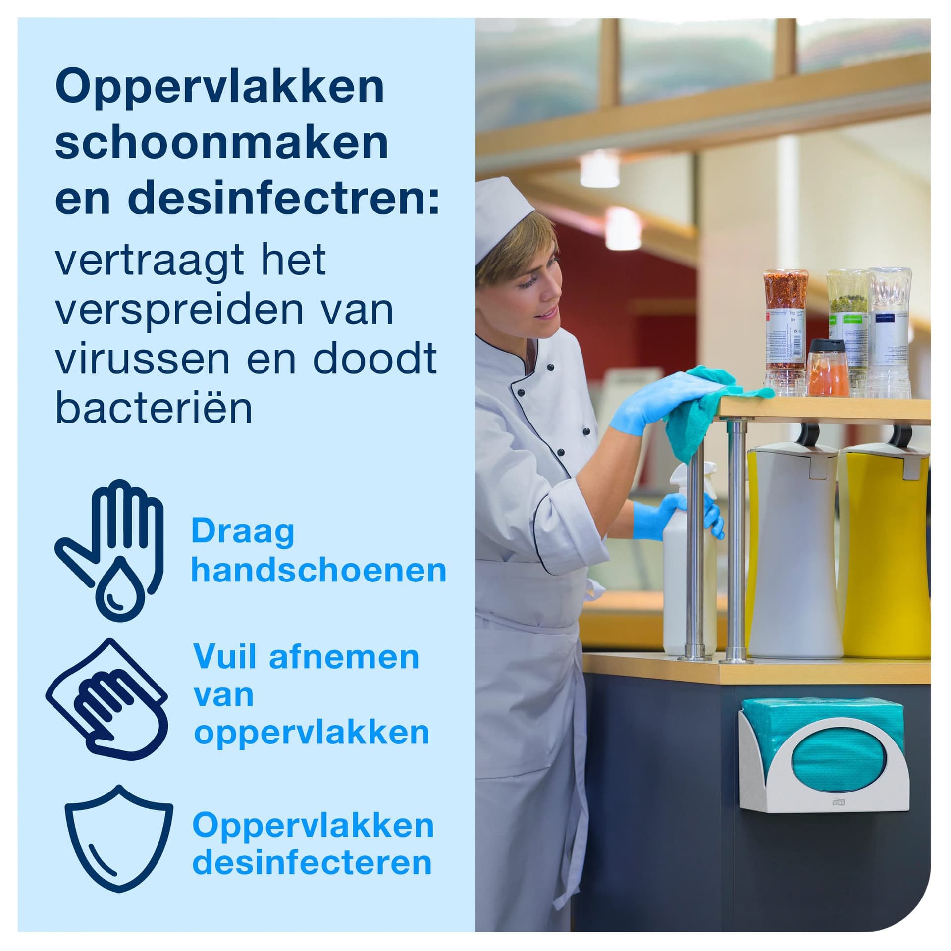 Reinigingsdoek Tork W8 Premium 1-laags 40 vel blauw 194450 8