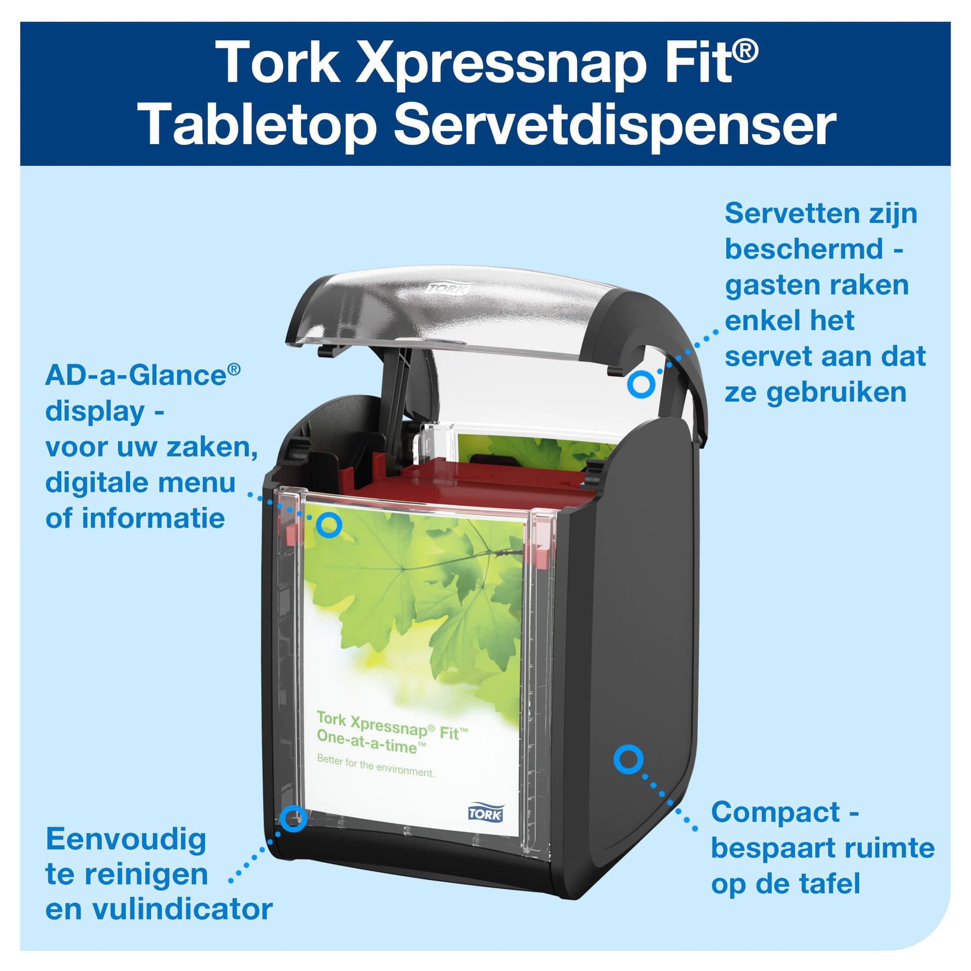 Servetdispenser Tork N14 Xpressnap Fit Signature line zwart 272900 2