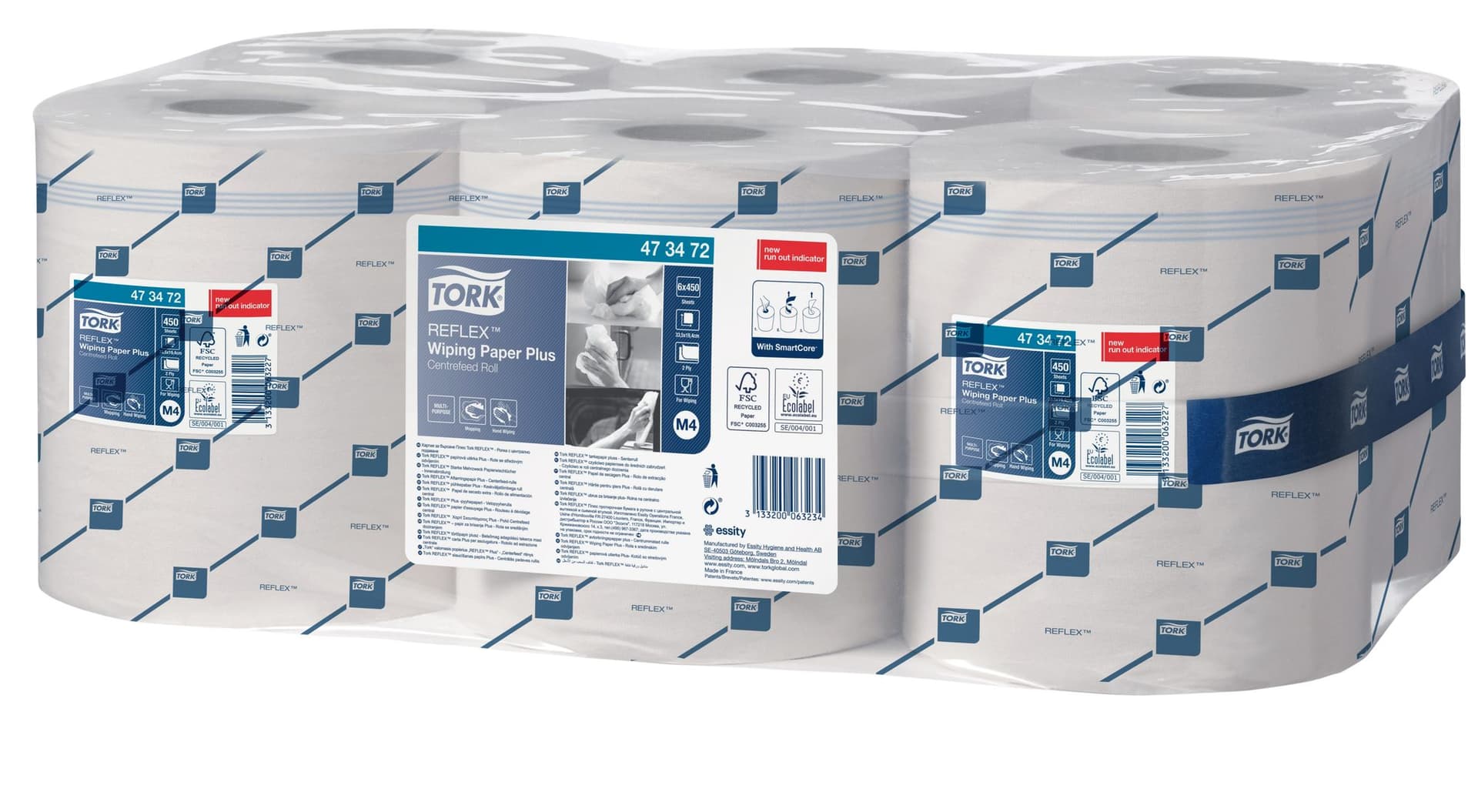 Poetspapier Tork M4 Reflex Plus Advanced 2-laags 450 vel wit 473472 2