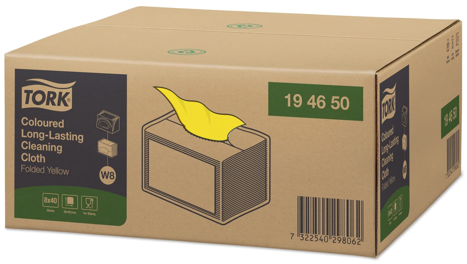 Reinigingsdoek Tork W8 Premium 1-laags 40 vel geel 194650 3