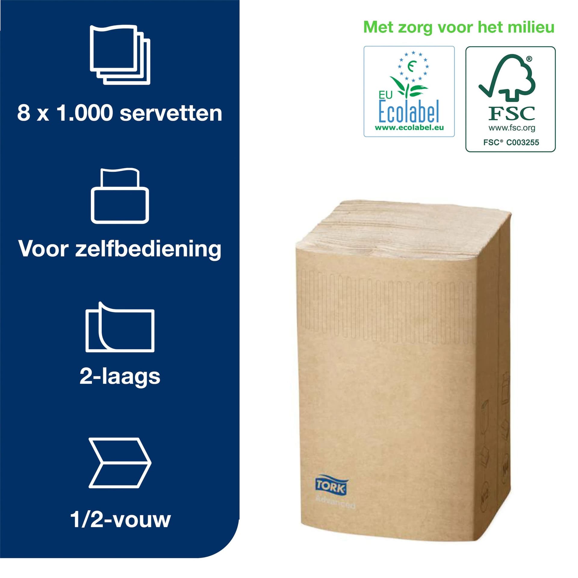 Servet Tork N4 Xpressnap Premium 1/2 vouw 2-laags 213x165mm 1000 vel naturel 12880 2