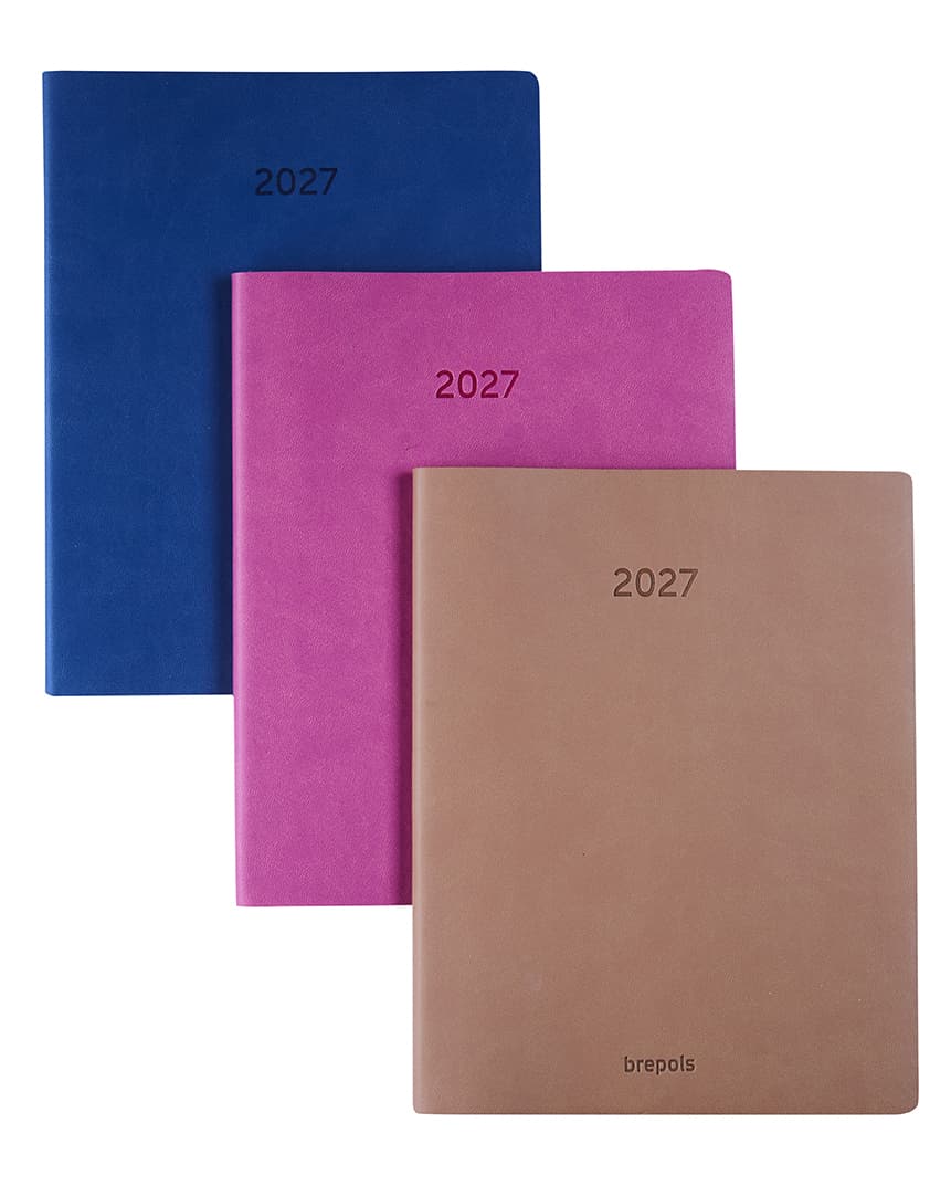 Agenda 2027 Brepols Timing Colora 7dagen/2pag taupe, roze, donkerblauw