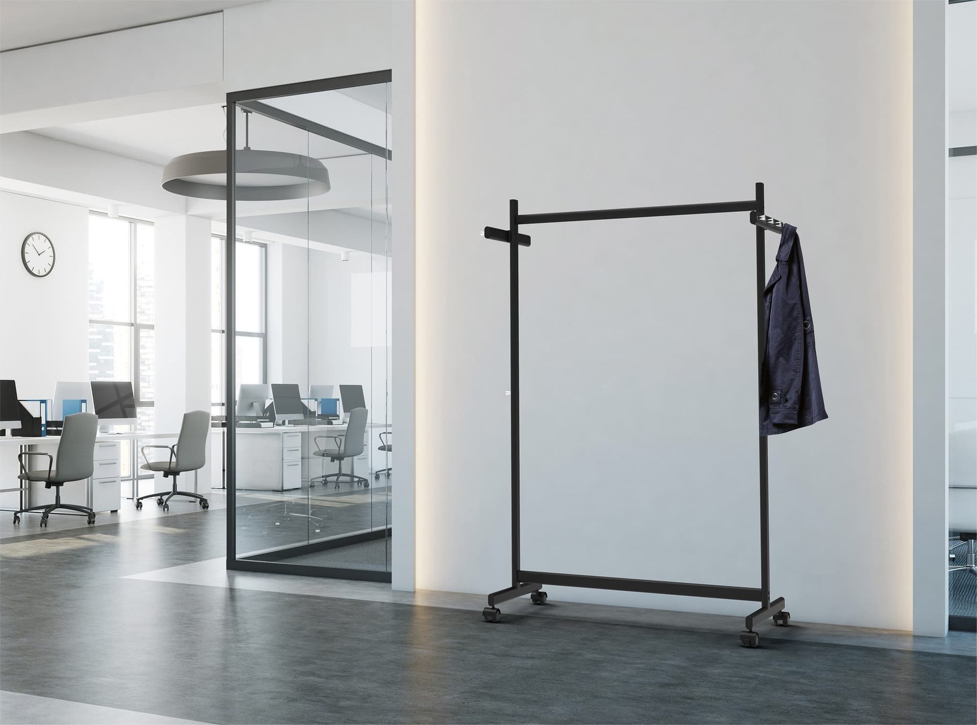 Garderoberek MAUL Samba mobiel 115X172X51cm 40kg, 10 haken zwart RAL9004 5
