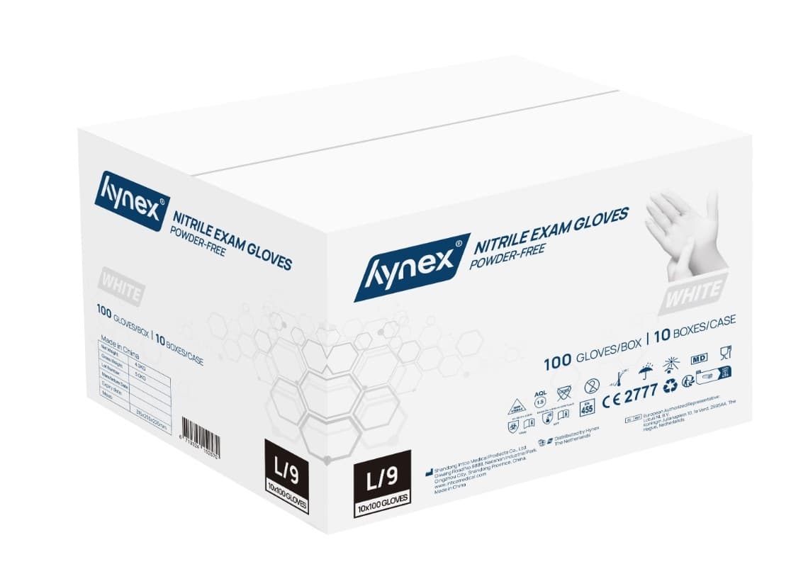 Handschoen Hynex nitril L wit 3.5g 100 stuks 3