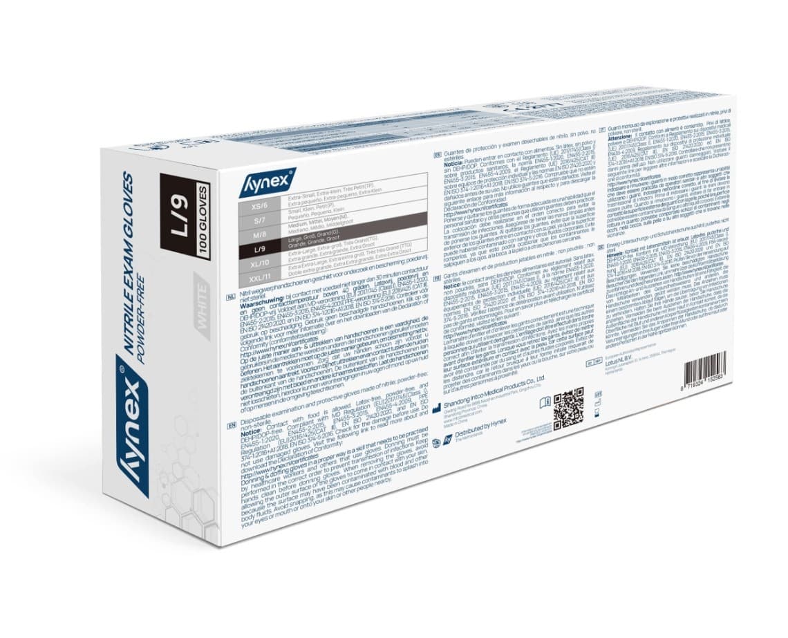 Handschoen Hynex nitril L wit 3.5g 100 stuks 4